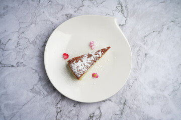 Green Tea Japanese Cheesecake on a white plate