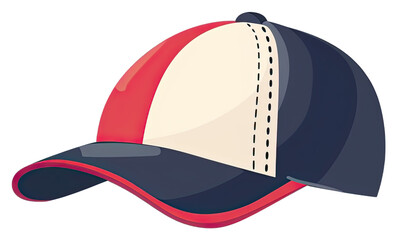 Classic Baseball Cap - Flat Logo Vector Cartoon Illustration. Isolated on a Transparent Background. Cutout PNG.