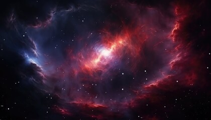 Fototapeta premium Colorful nebula rising start, red giant, black hole, deep space