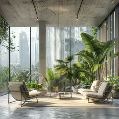 Minimalistic modern interior of luxury apartments. Real estate concept. Ai-generated. - 749919382