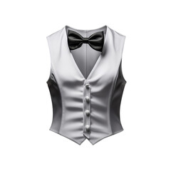 empty suit vest with female style bowtie, Isolated on transparent PNG background, Generative ai