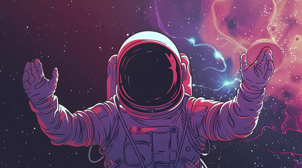 Abstract Astonaut floats in the space with cosmos light background.Vector illustration.