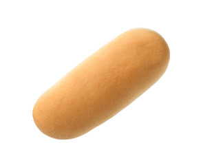 One fresh hot dog bun isolated on white