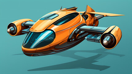 A vector image of a futuristic flying car.