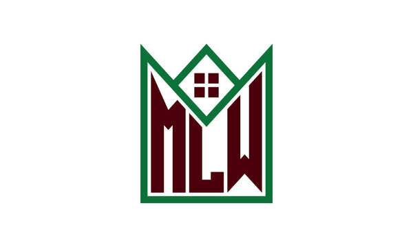 MLW initial letter real estate builders logo design vector. construction, housing, home marker, property, building, apartment, flat, compartment, business, corporate, house rent, rental, commercial