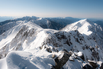Fototapeta na wymiar 幻想的な冬山の景色