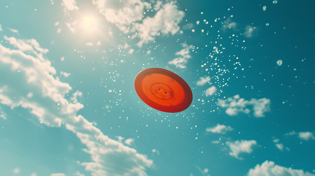 Summertime Bliss: Presents Frisbee Delight under the Blue Sky. Generative AI