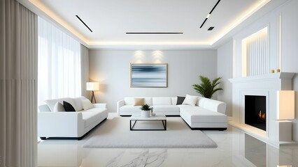Naklejka na ściany i meble Interior of a marble living room