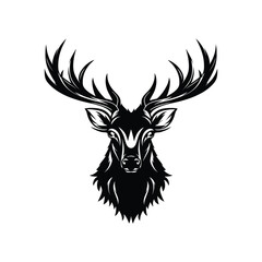 Deer vector black silhouette design for T.Shirt 