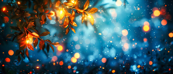 Magical Christmas Eve: Abstract Background with Glowing Lights and Festive Elements