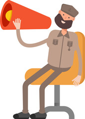 General or Soldier Character and Megaphone
