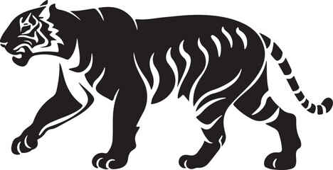 Black tiger silhouettes vector illustration