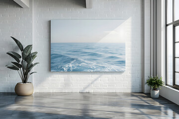 panoramic canvas mockup on the wall