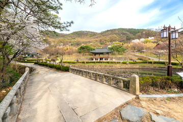 Fototapeta na wymiar 덕포루가 보이는 대전 우암사적공원의 전경