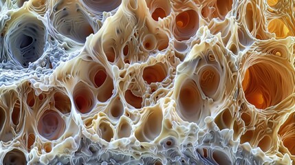 colorful cardiac muscleof structure under the electron microscope.
