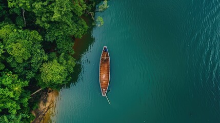 Boat on river. Generative AI