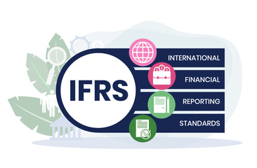 IFRS - International Financial Reporting Standards acronym, business concept background. vector illustration concept with keywords and icons. lettering illustration with icons for web banner, flyer