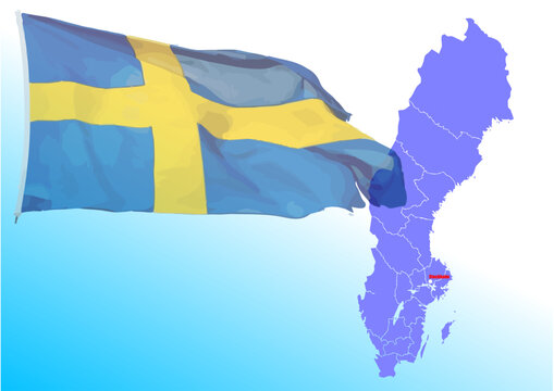 The Flag and map of Sweden. 3d color vector illustration © Leo