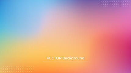 Smooth and blurry colorful gradient mesh background. Modern bright rainbow colors. Easy editable soft colored vector banner template. Premium quality