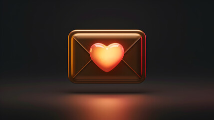 icon for a modern app, envelope with heart seal