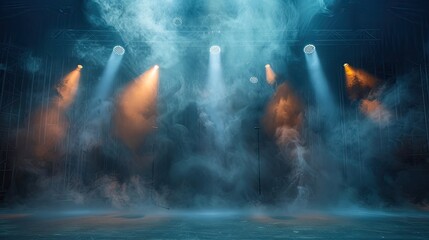 Theater lights and smoke. Generative AI - obrazy, fototapety, plakaty