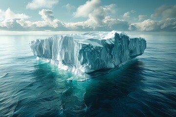Majestic iceberg in the north sea with underwater view - obrazy, fototapety, plakaty