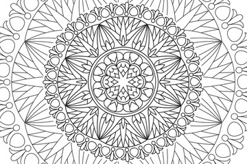 Mandala Coloring page for kids and adults Page for relaxation and meditation. Circular pattern. Decorative ornament ethnic oriental style. line art drawing coloring page. Vector 