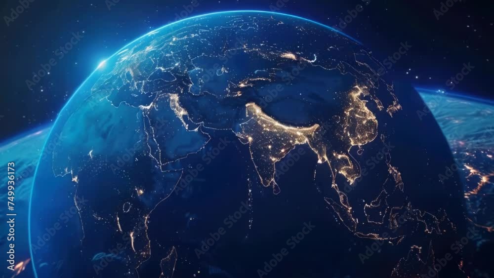 Poster a stunning view of the illuminated earth from space. perfect for educational materials or science pu