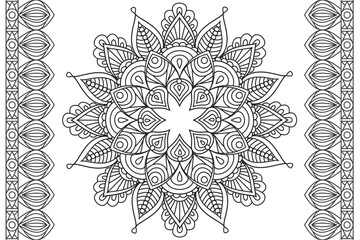 Mandala Coloring page for kids and adults Page for relaxation and meditation. Circular pattern. Decorative ornament ethnic oriental style. line art drawing coloring page. Vector 