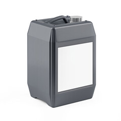 Grey Plastic Jerrycan with Oil, Cleanser, Detergent, Antibacterial Soap, Liquid Soap, and Milk on a Isolated Background.