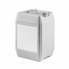 White Plastic Jerrycan with Oil, Cleanser, Detergent, Antibacterial Soap, Liquid Soap, and Milk on a Isolated Background.