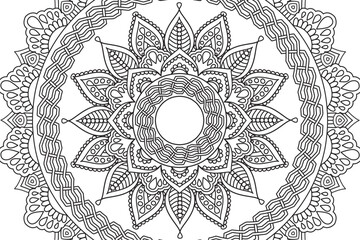 Mandala Coloring page for kids and adults Page for relaxation and meditation. Circular pattern. Decorative ornament ethnic oriental style. line art drawing coloring page. Vector 