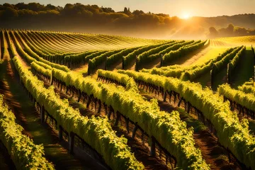 Fotobehang vineyard at sunset generated by AI technology © soman