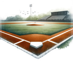 spring sports baseball field watercolor style transparent background