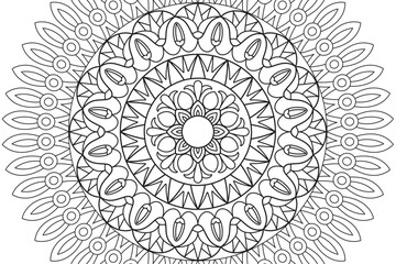 Mandala Coloring page for kids and adults Page for relaxation and meditation. Circular pattern. Decorative ornament ethnic oriental style. line art drawing coloring page. Vector 