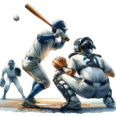 spring sports baseball watercolor style transparent background
