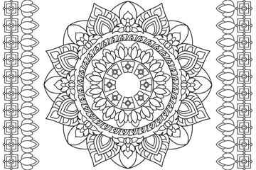 Mandala Coloring page for kids and adults Page for relaxation and meditation. Circular pattern. Decorative ornament ethnic oriental style. line art drawing coloring page. Vector 