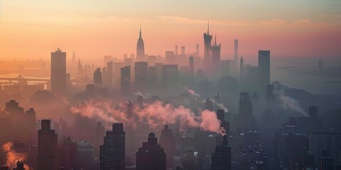 朝焼けのニューヨークの街並み01