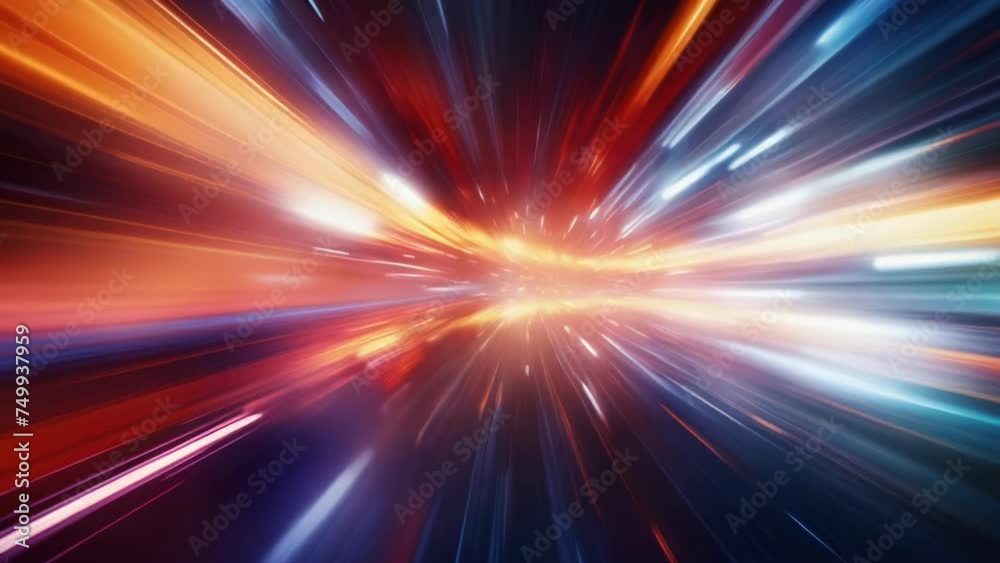 Poster blurry image of a colorful light trail, suitable for abstract backgrounds.
