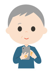 It is Elderly people operating smartphones Illustration.