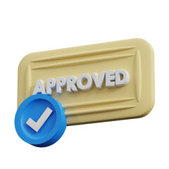 approved stamp with blue checkmark 3d render