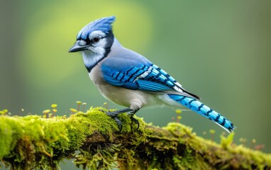 Blue Jay Nestled on Fresh Moss