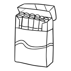 one pack cigarettes illustration hand drawn outline isolated vector