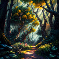 Painting beautiful natural landscape ai generated