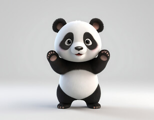 Fototapeta premium a 3d render of a panda against a white background