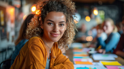 Fototapeta premium Business or creative presentation Team successful teamwork. Brainstorm meeting with sticky paper notes on glass wall for new ideas, Using agile methodology, Brainstorming in a tech start-up office.