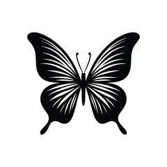 Fluttering Beauty Butterfly Silhouette Icon Clipart Isolated on White