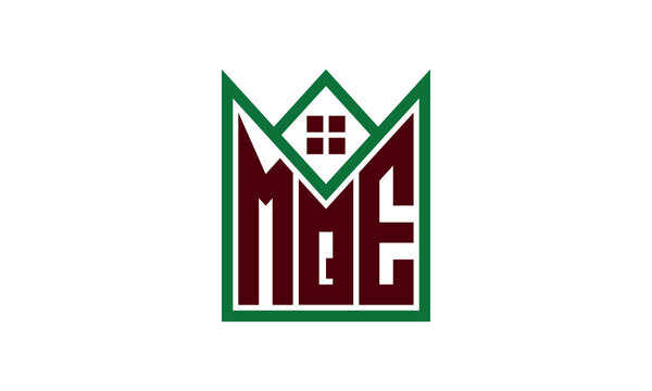 MQE initial letter real estate builders logo design vector. construction, housing, home marker, property, building, apartment, flat, compartment, business, corporate, house rent, rental, commercial