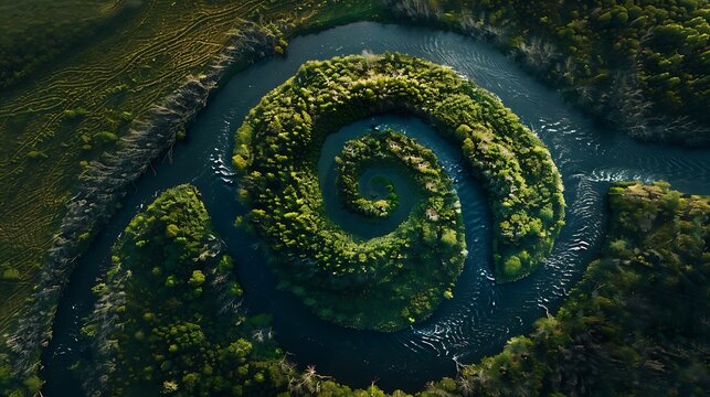 Photograph the mesmerizing swirls of a winding river from above