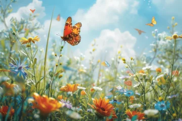 Fototapeten butterfly on a poppy field © Haider